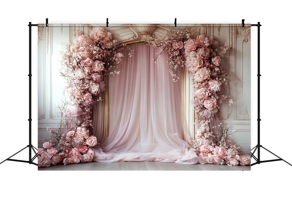 Rococo Backdrop Blush Bloom Curtain Vintage Photo Backdrop CSH57-129