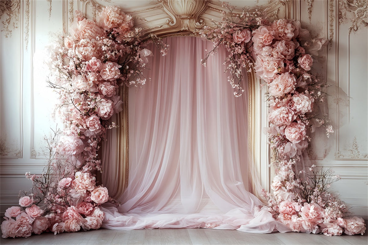 Rococo Backdrop Blush Bloom Curtain Vintage Photo Backdrop CSH57-129