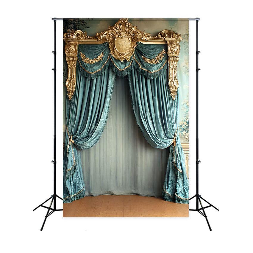 Baroque Backdrop Royal Teal Drape Vintage Photo Backdrop CSH57-138