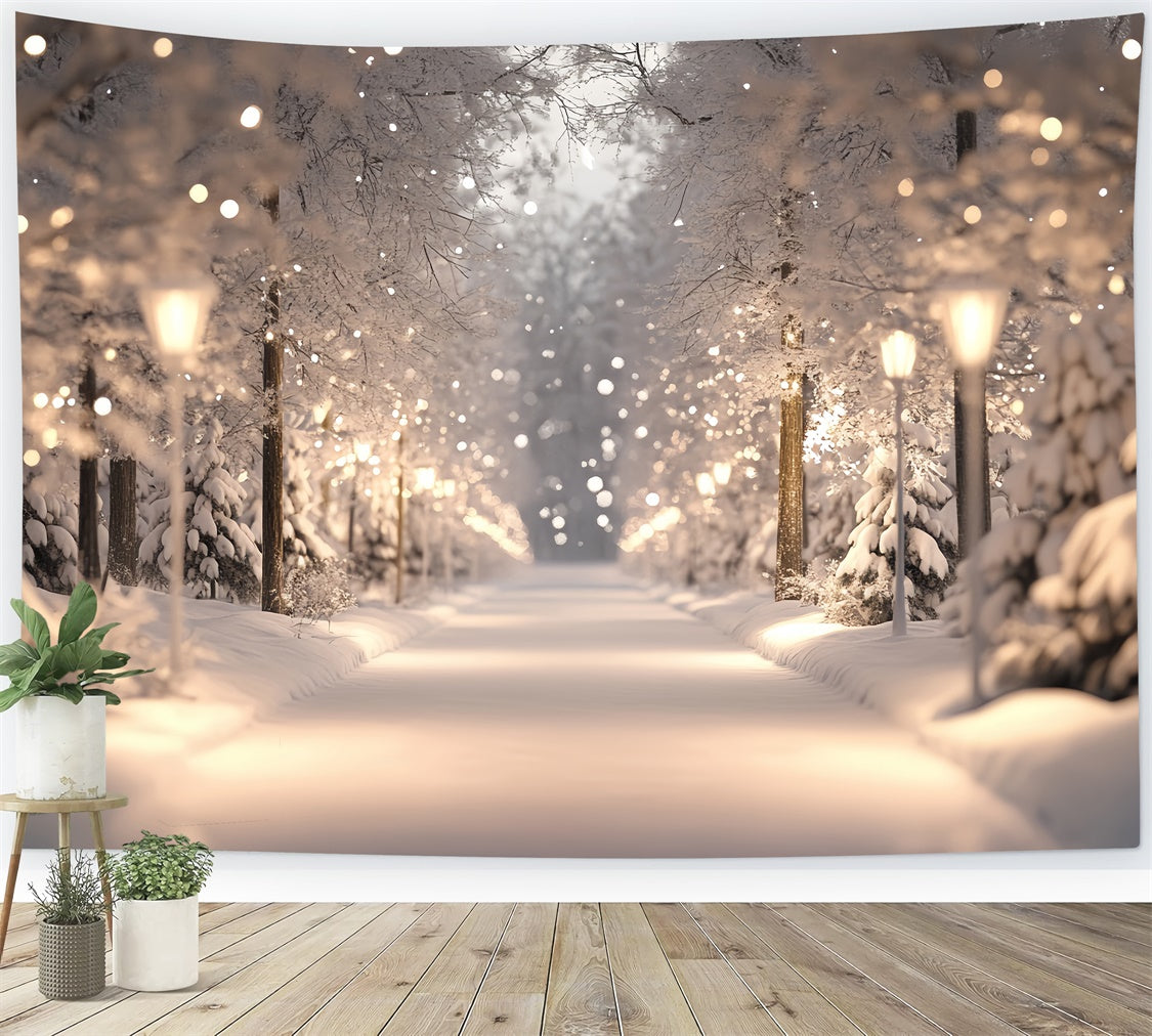 Snowy Forest Backdrop Winter Lights Wonderland Backdrop CSH57-154