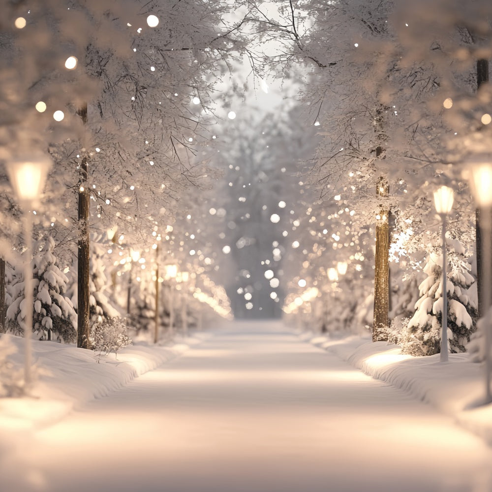 Snowy Forest Backdrop Winter Lights Wonderland Backdrop CSH57-154