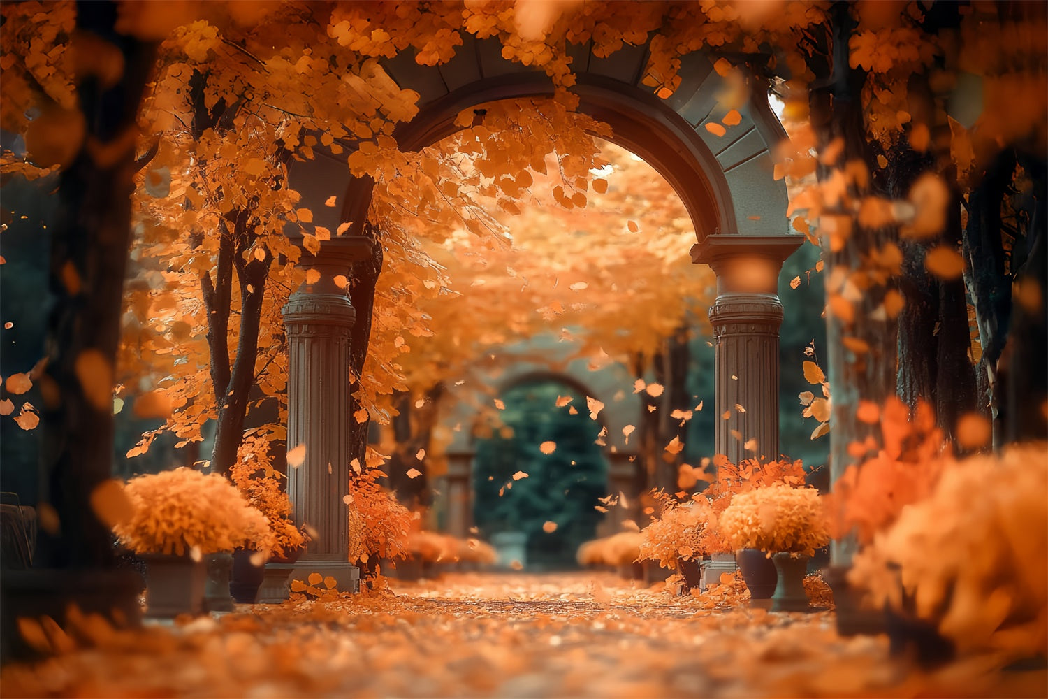 Forest Background Fall Maple R Entry Autumn Forest Backdrop Sunset Maple Passage Backdrop CSH57-157