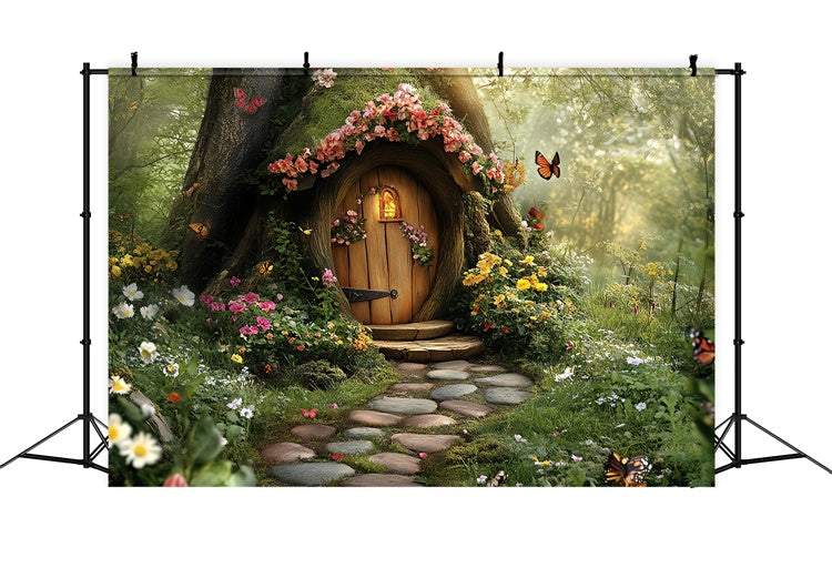 Fairytale Forest Backdrop Enchanted Tree Cottage Backdrop CSH57-159