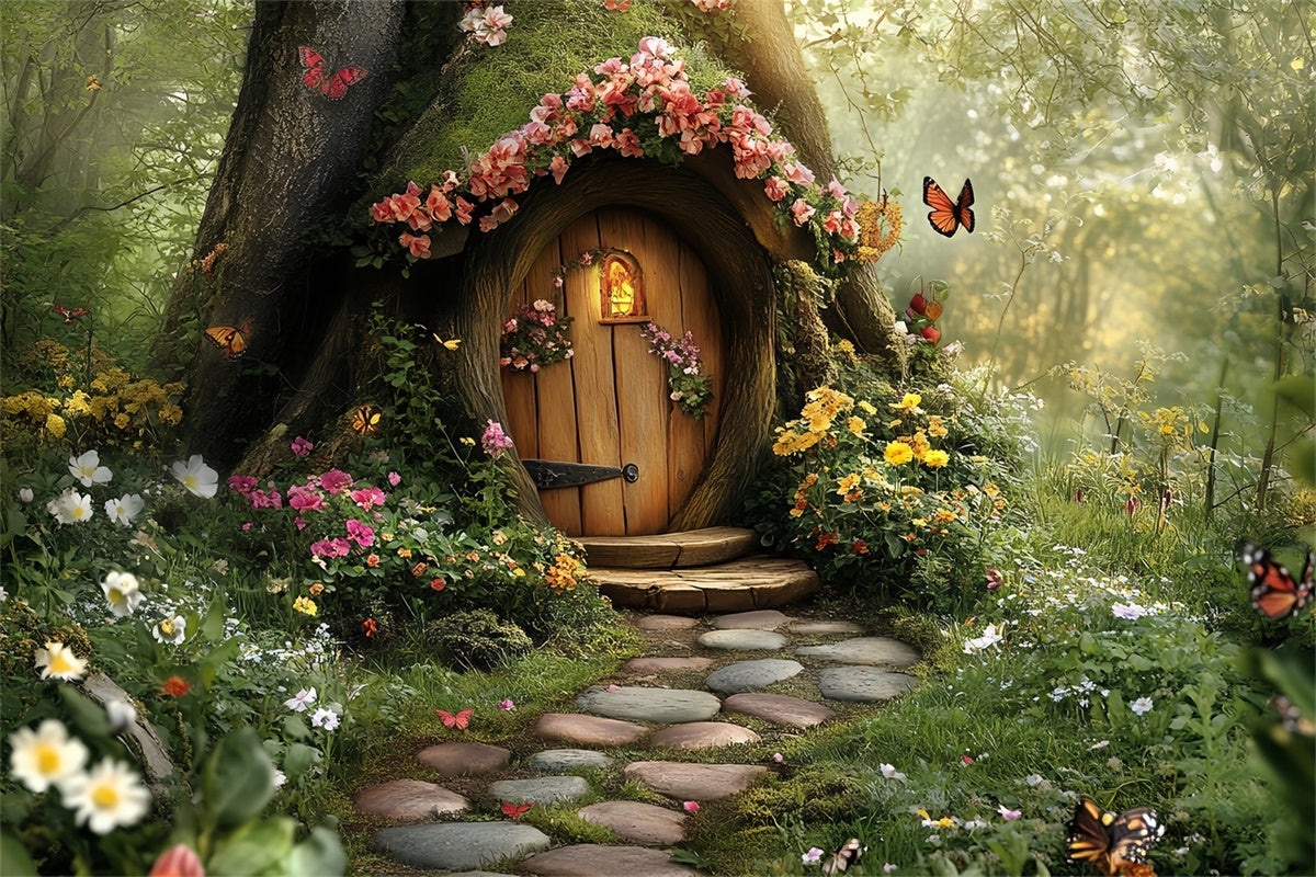 Fairytale Forest Backdrop Enchanted Tree Cottage Backdrop CSH57-159