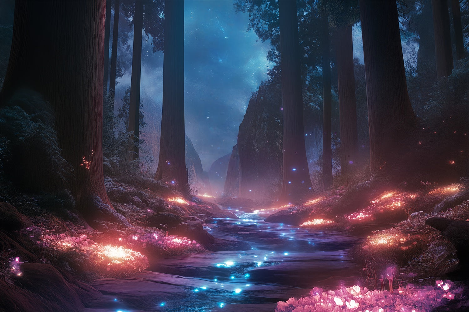 Night Forest Backdrop Mystic Twilight River Backdrop CSH57-160