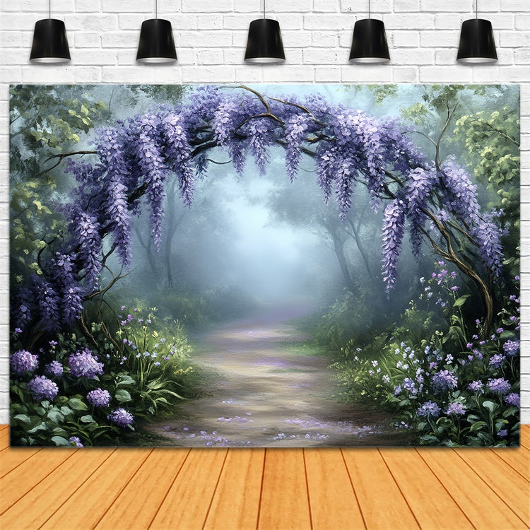 Forest Backdrop Photography Lavender Archway Path Backdrop CSH57-161