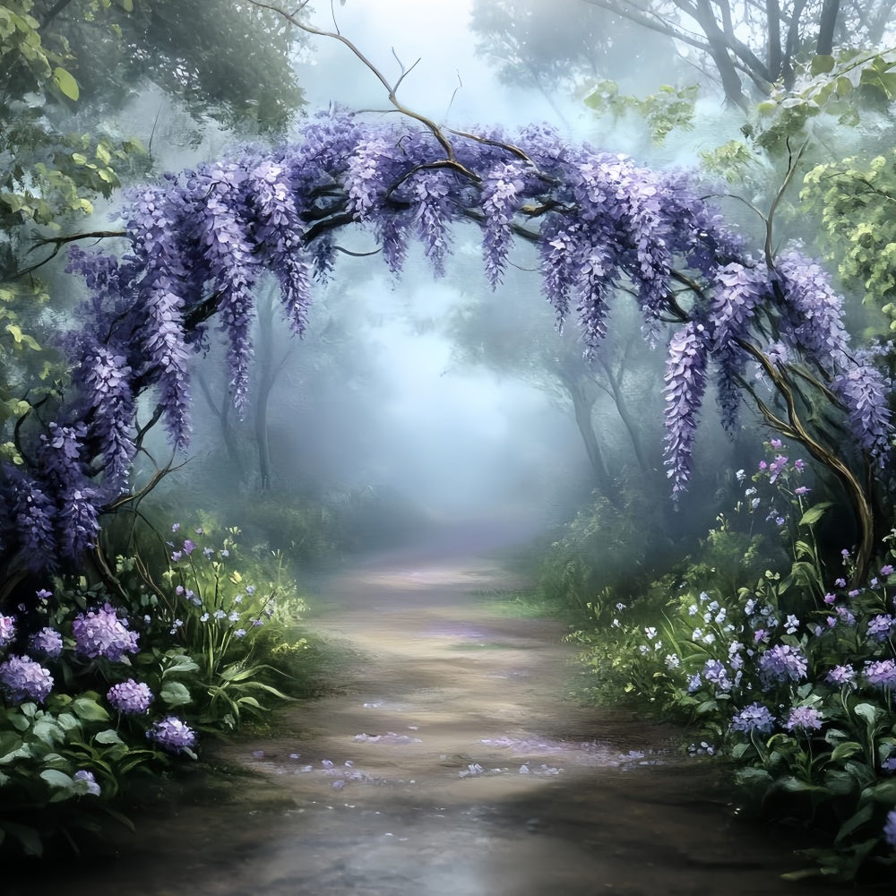 Forest Backdrop Photography Lavender Archway Path Backdrop CSH57-161