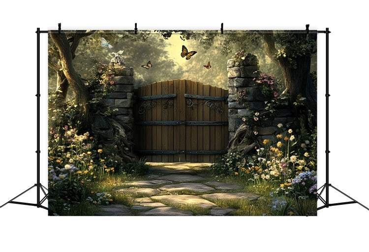 Magical Forest Backdrop Secret Garden Wooden Gate Backdrop CSH57-162