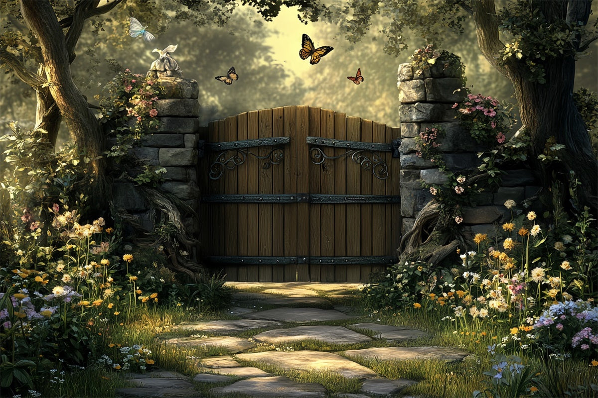 Magical Forest Backdrop Secret Garden Wooden Gate Backdrop CSH57-162