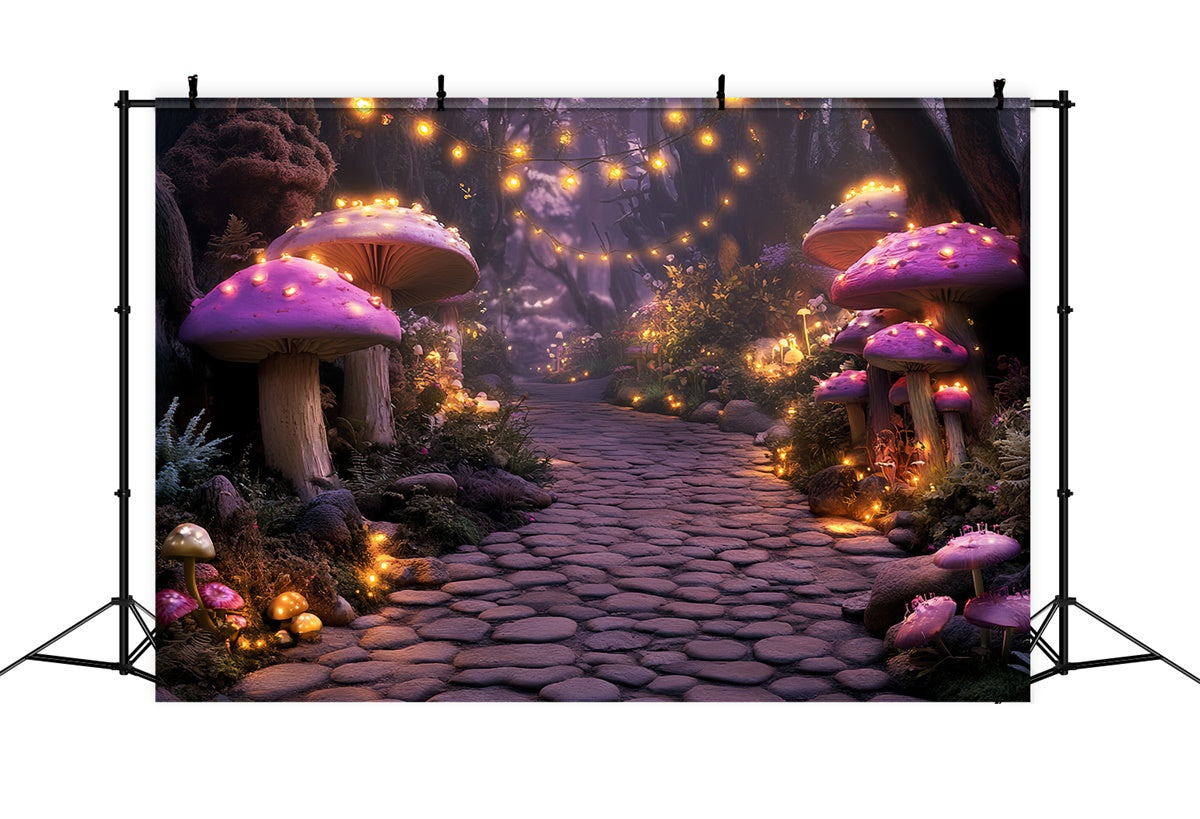 Fairytale Forest Backdrop Glowing Mushroom Path Backdrop CSH57-163