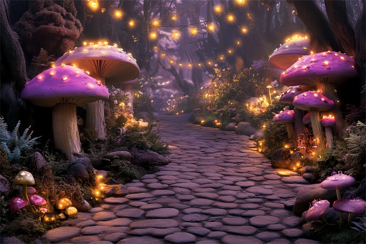 Fairytale Forest Backdrop Glowing Mushroom Path Backdrop CSH57-163