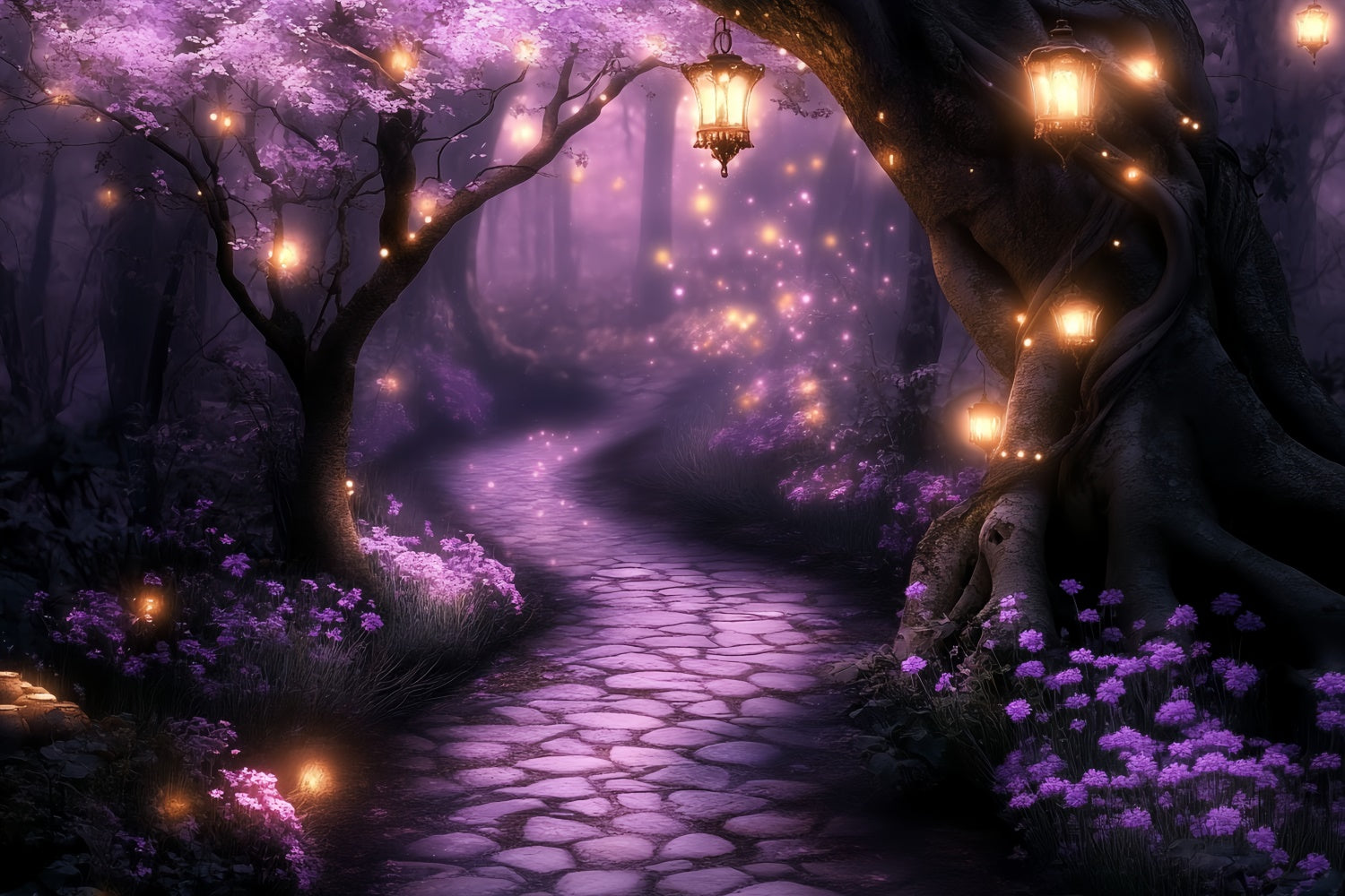 Enchanted Forest Backdrop Mystic Purple Glow Path Backdrop CSH57-164