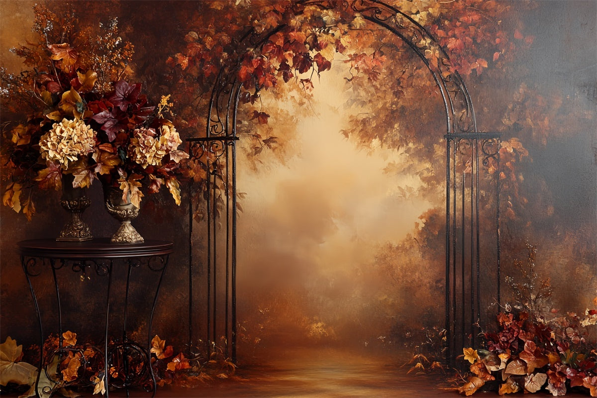 Fall Back Backdrop Fall Photoshoot Backdrop Fall Romance Iron Arch Backdrop CSH57-185