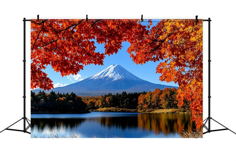 Fall Photoshoot Backdrop Maple Tranquil Mountain Backdrop CSH57-191