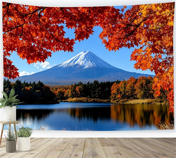 Fall Photoshoot Backdrop Maple Tranquil Mountain Backdrop CSH57-191