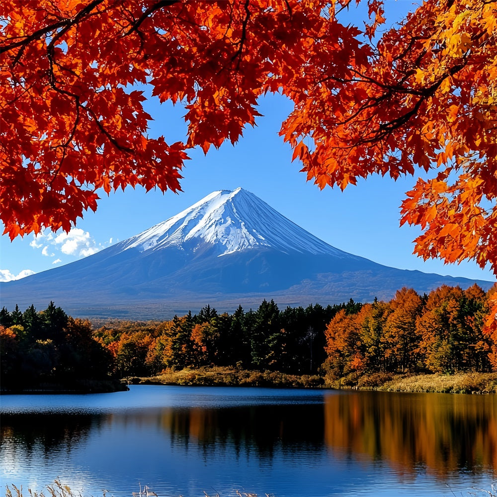 Fall Photoshoot Backdrop Maple Tranquil Mountain Backdrop CSH57-191