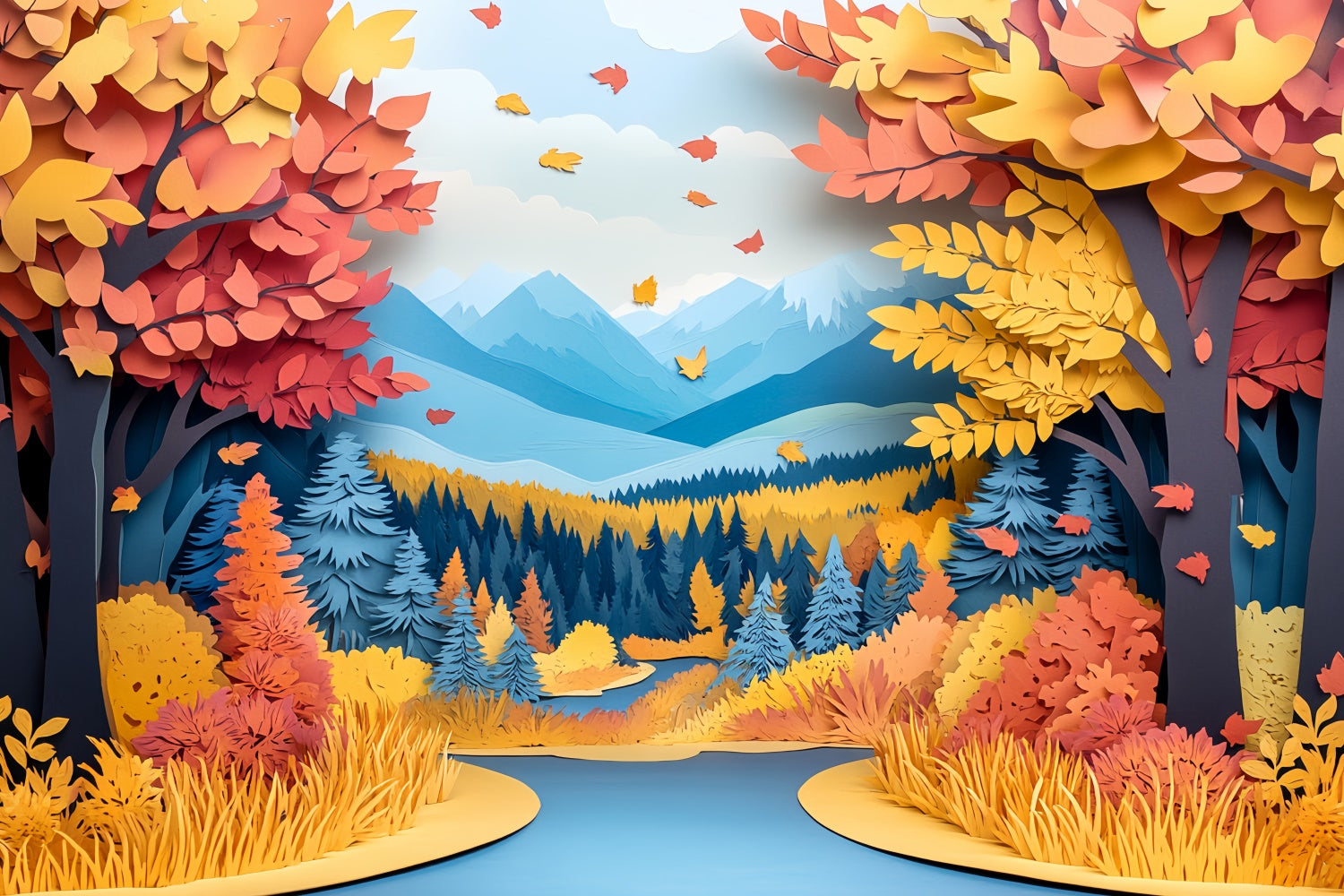 Fall Backdrops Fantasy Fall Layered Woods Backdrop CSH57-194
