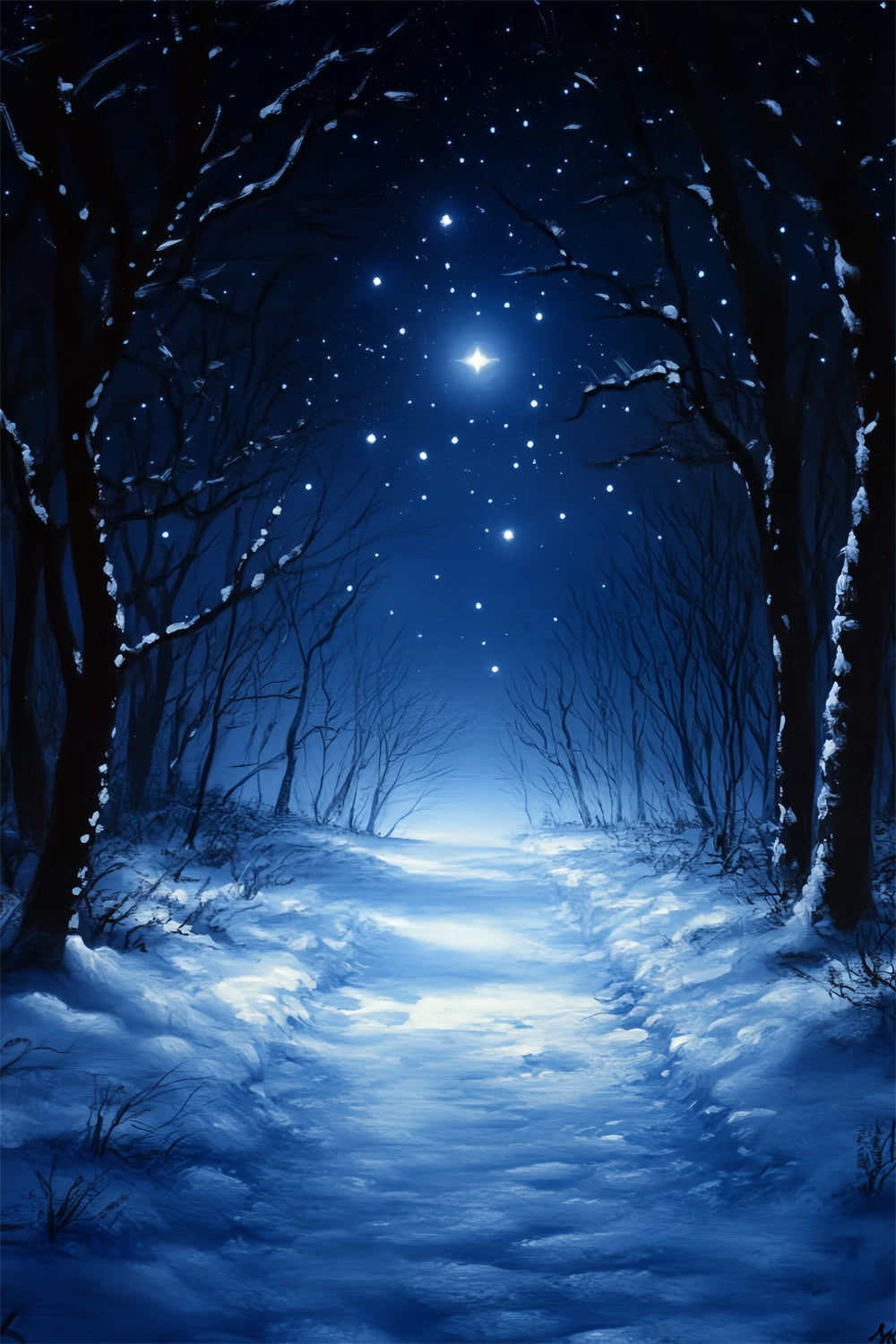 Winter Forest Backdrop Silent Midnight Woods Backdrop CSH57-202