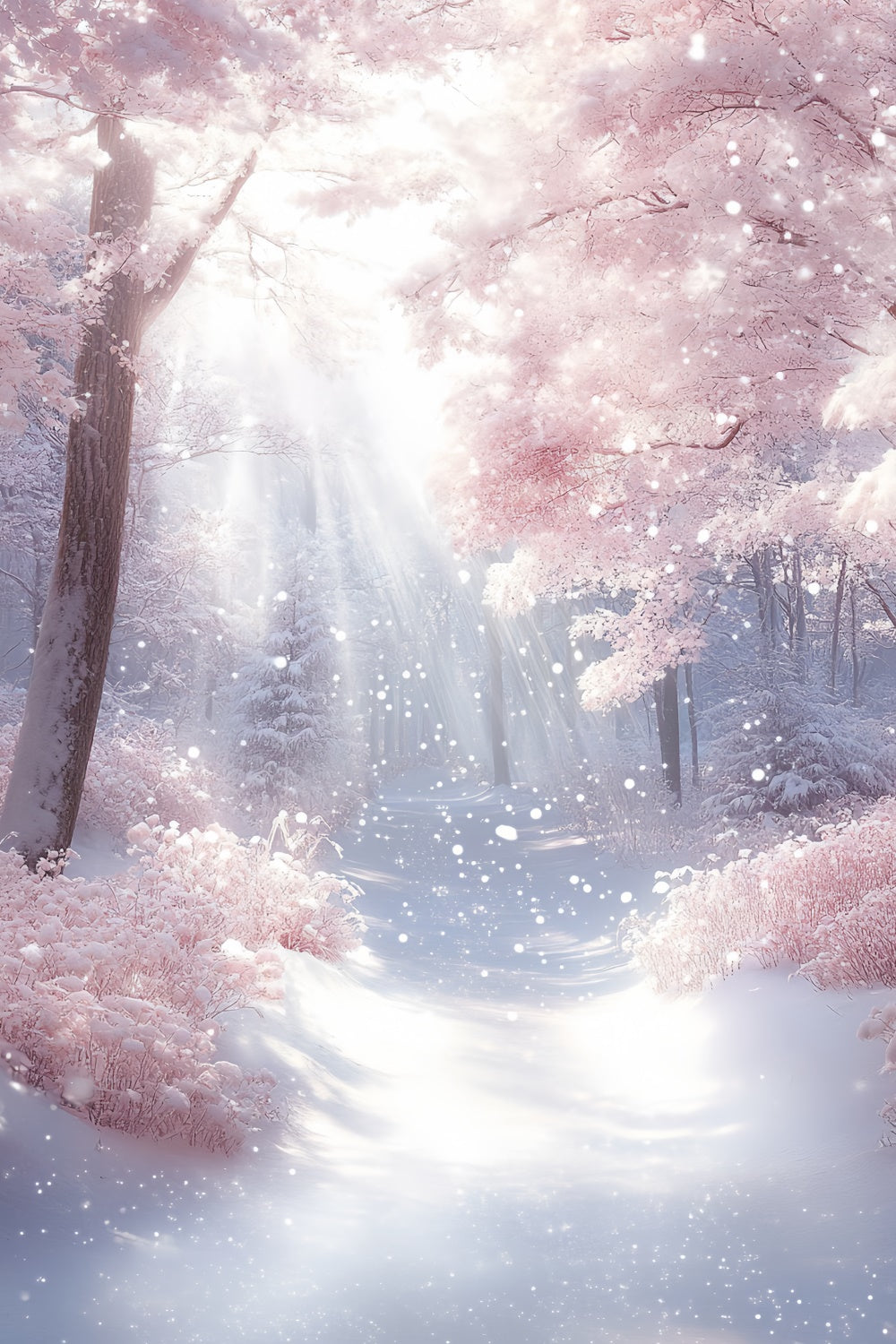 Winter Snow Backdrop Snowlight Pink Dream Backdrop CSH57-203