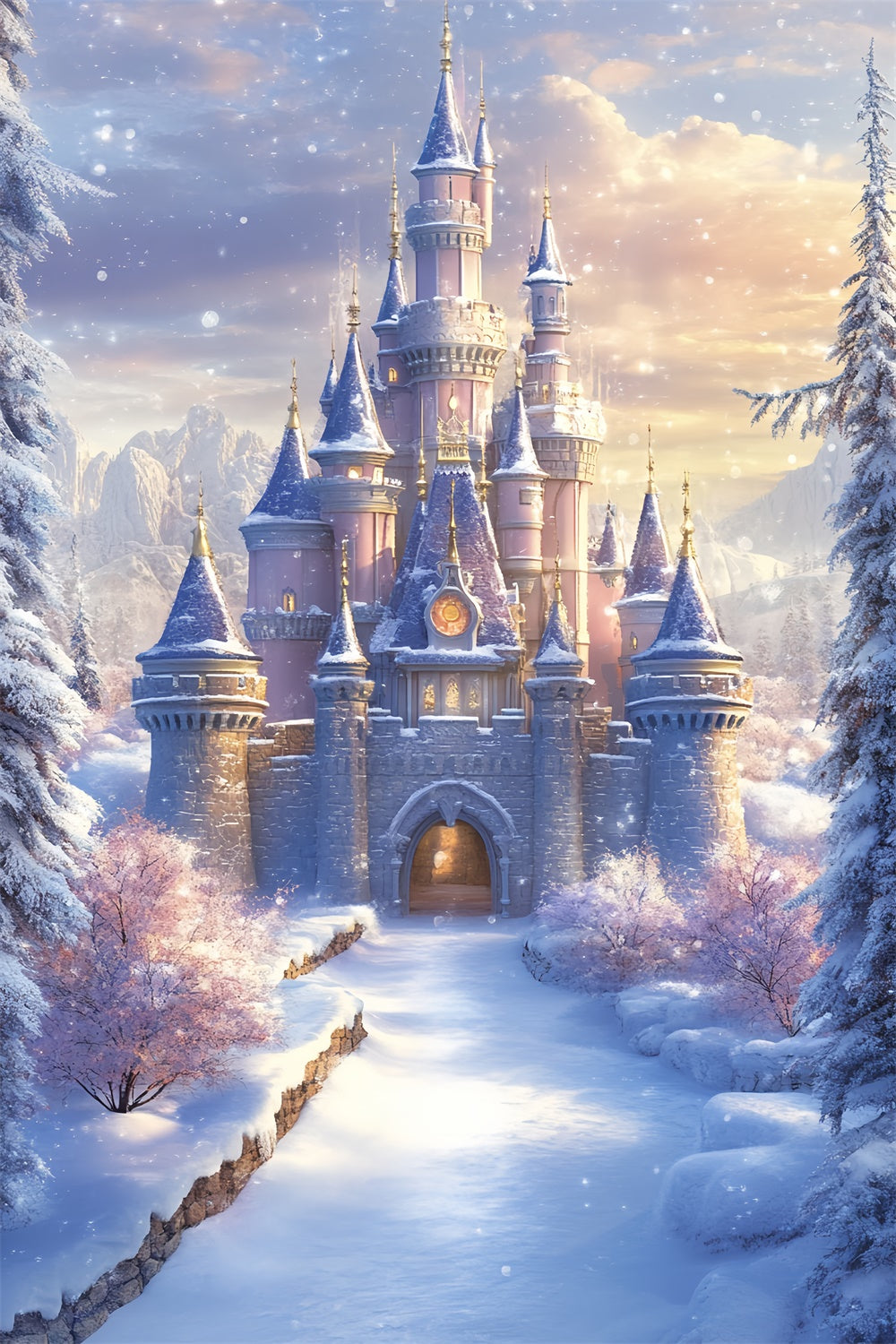Winter Castle Backdrop Frosted Royal Castle Backdrop CSH57-205