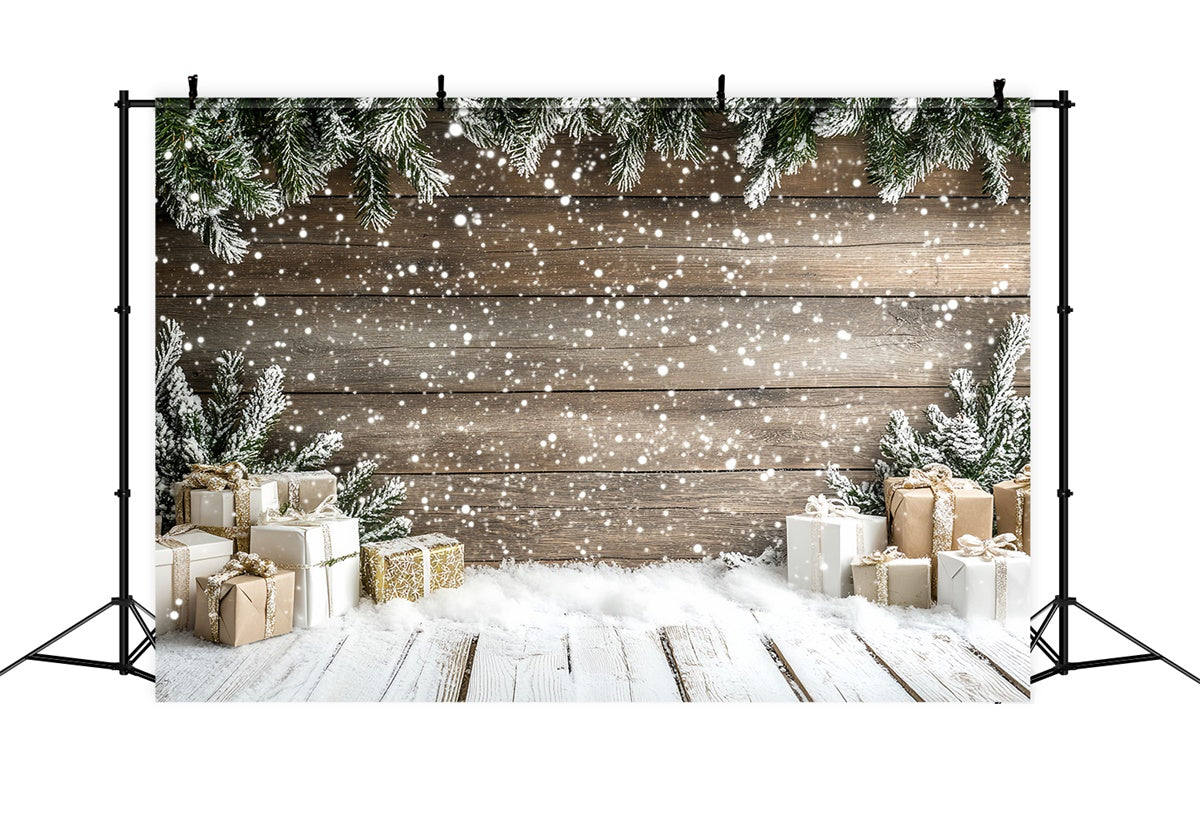 Winter Photo Backdrop Wooden Wall Holiday Gift Backdrop CSH57-207