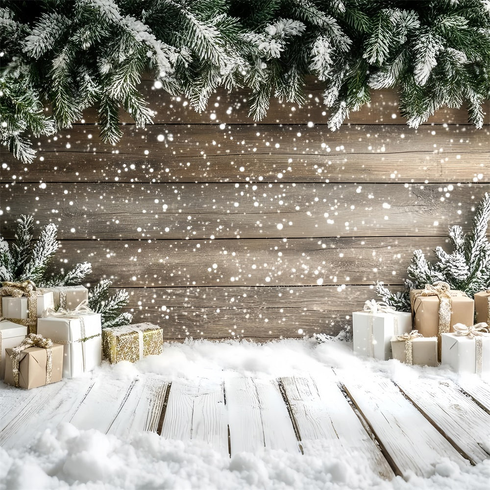Winter Photo Backdrop Wooden Wall Holiday Gift Backdrop CSH57-207