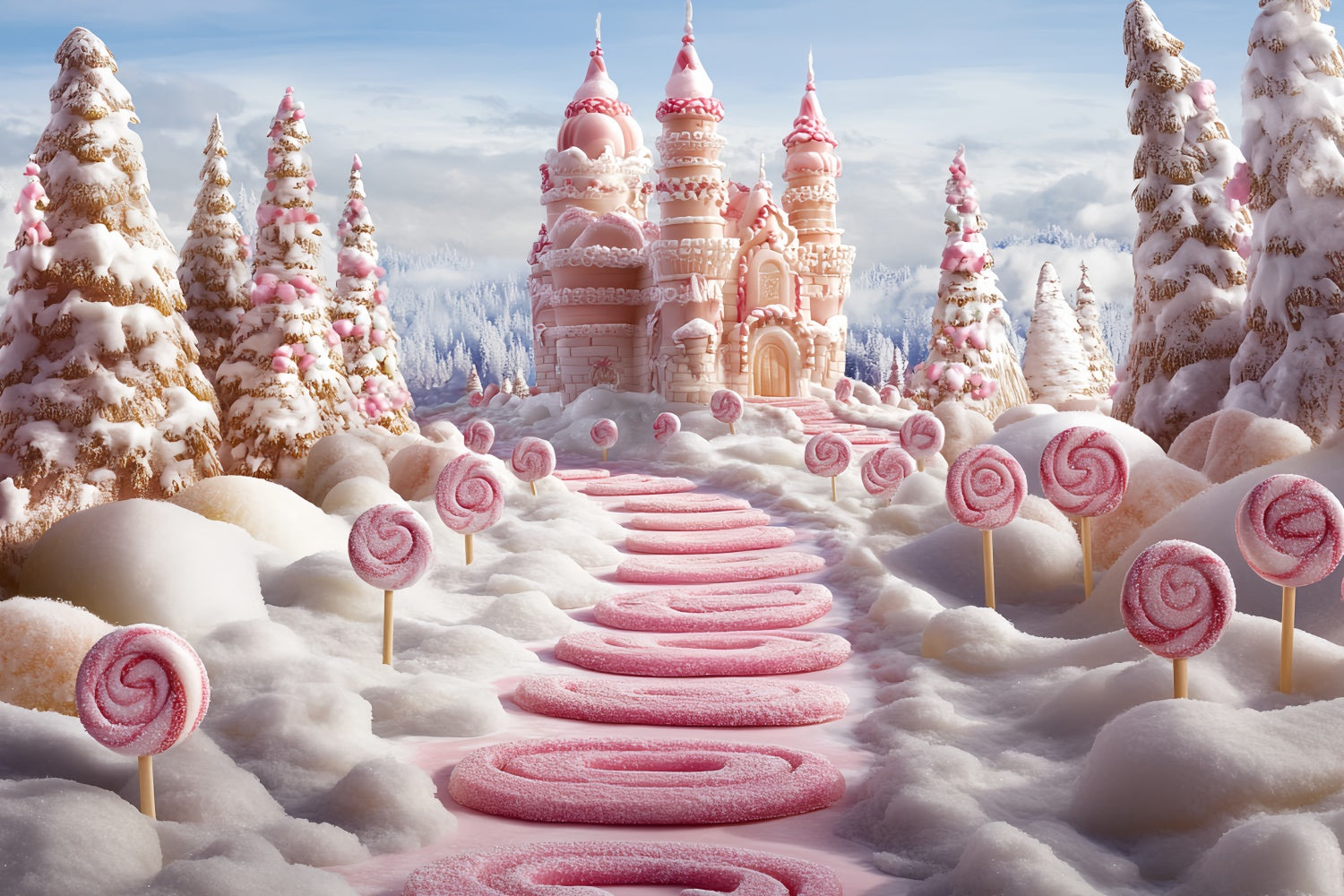 Winter Backdrop Candy Cane Winter Castle Backdrop CSH57-208