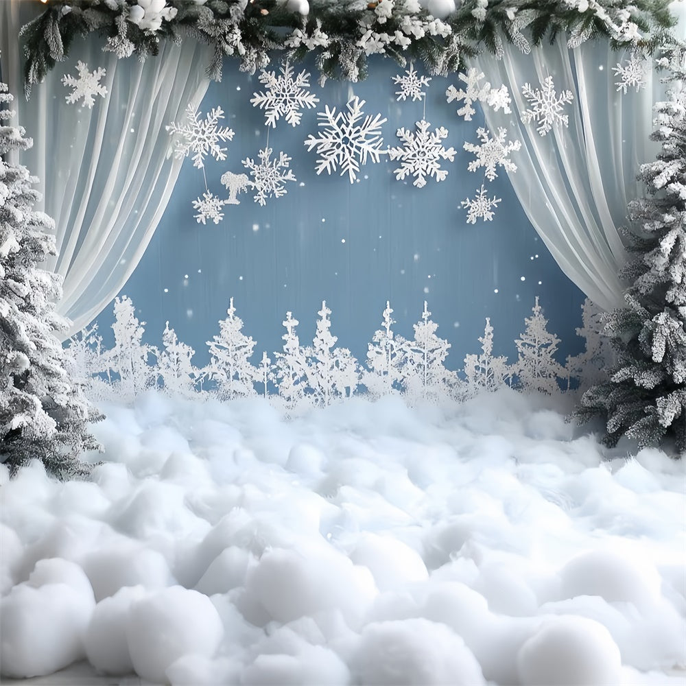 Snowy Backdrop White Snow Winter Stage Backdrop CSH57-209