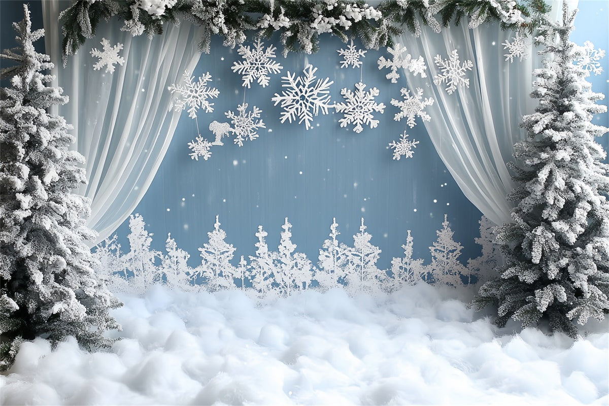 Snowy Backdrop White Snow Winter Stage Backdrop CSH57-209