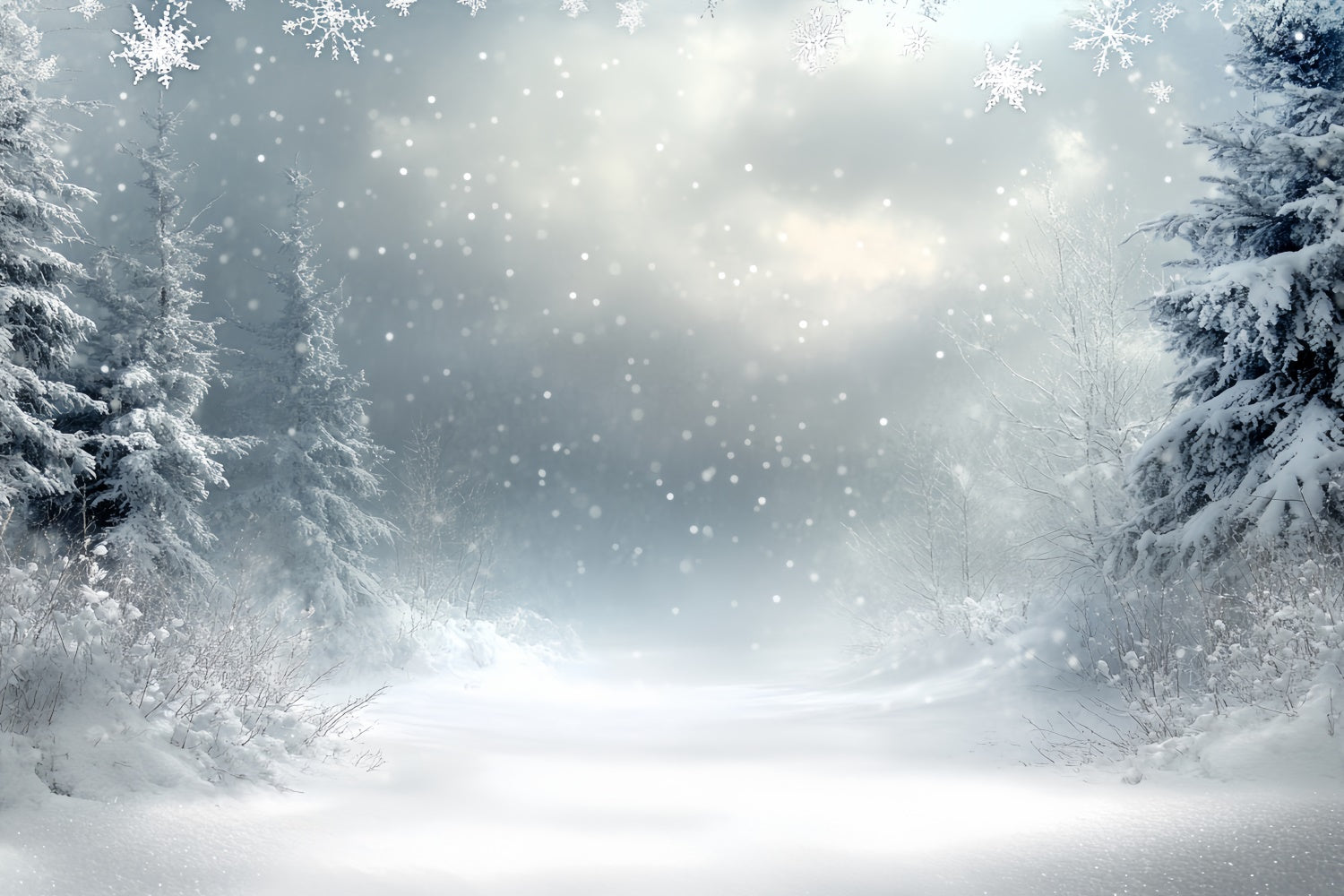 Winter Wonderland Backdrop Silent Snowfall Mist Backdrop CSH57-210