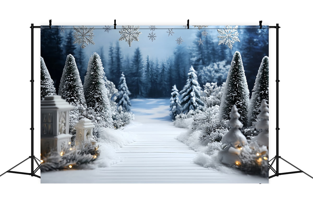 Winter Wonderland Photo Backdrop Pine Path Entry Backdrop CSH57-211