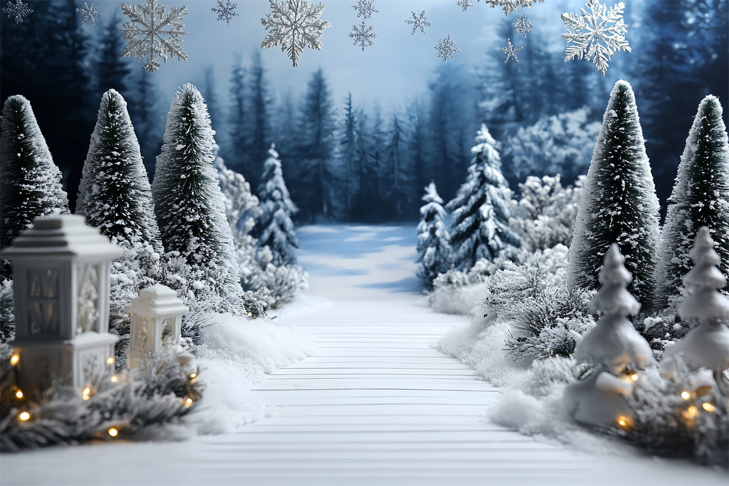 Winter Wonderland Photo Backdrop Pine Path Entry Backdrop CSH57-211