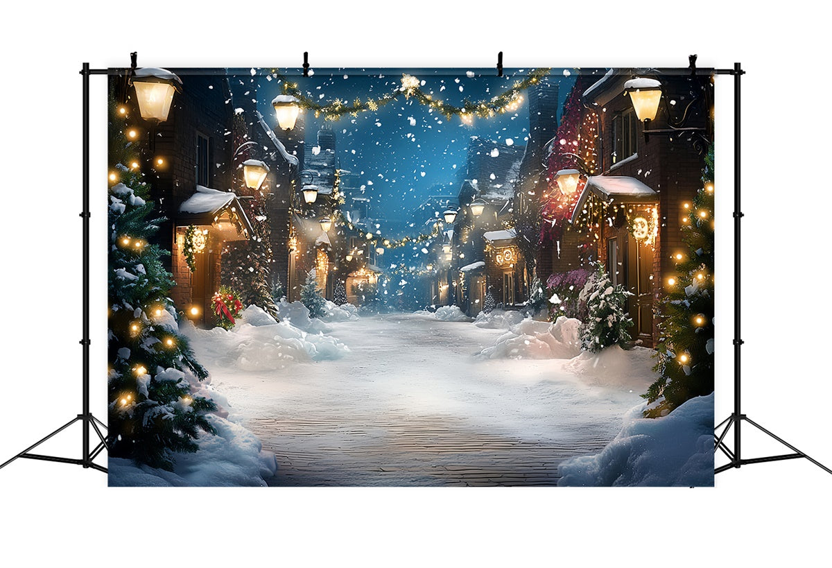 Winter Photo Backdrop Festive Lights Street Backdrop CSH57-213