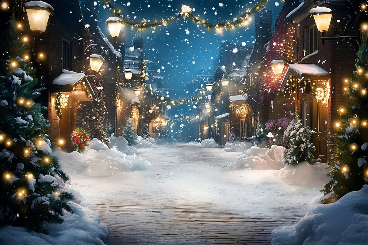 Winter Photo Backdrop Festive Lights Street Backdrop CSH57-213