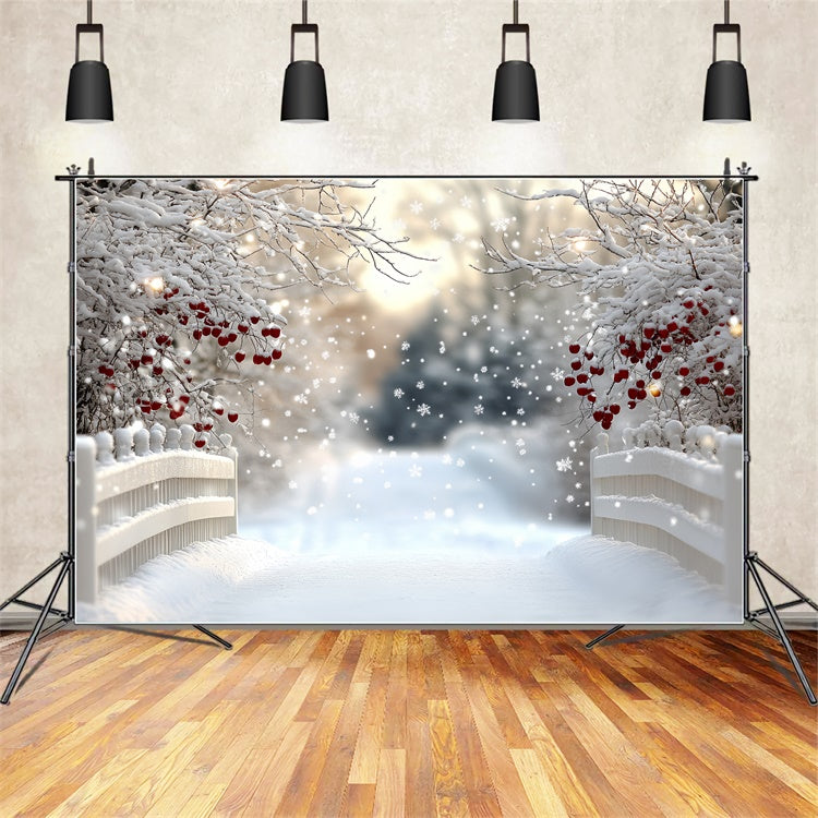 Winter Wonderland Backdrops Berry Snow Bridge Backdrop CSH57-216