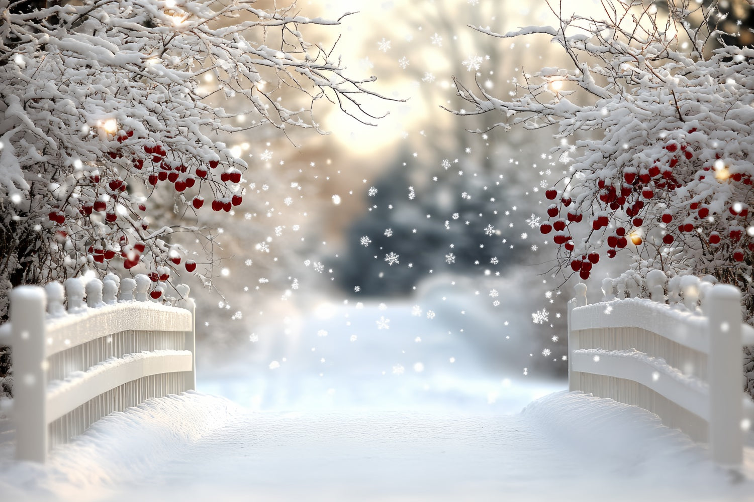 Winter Wonderland Backdrops Berry Snow Bridge Backdrop CSH57-216