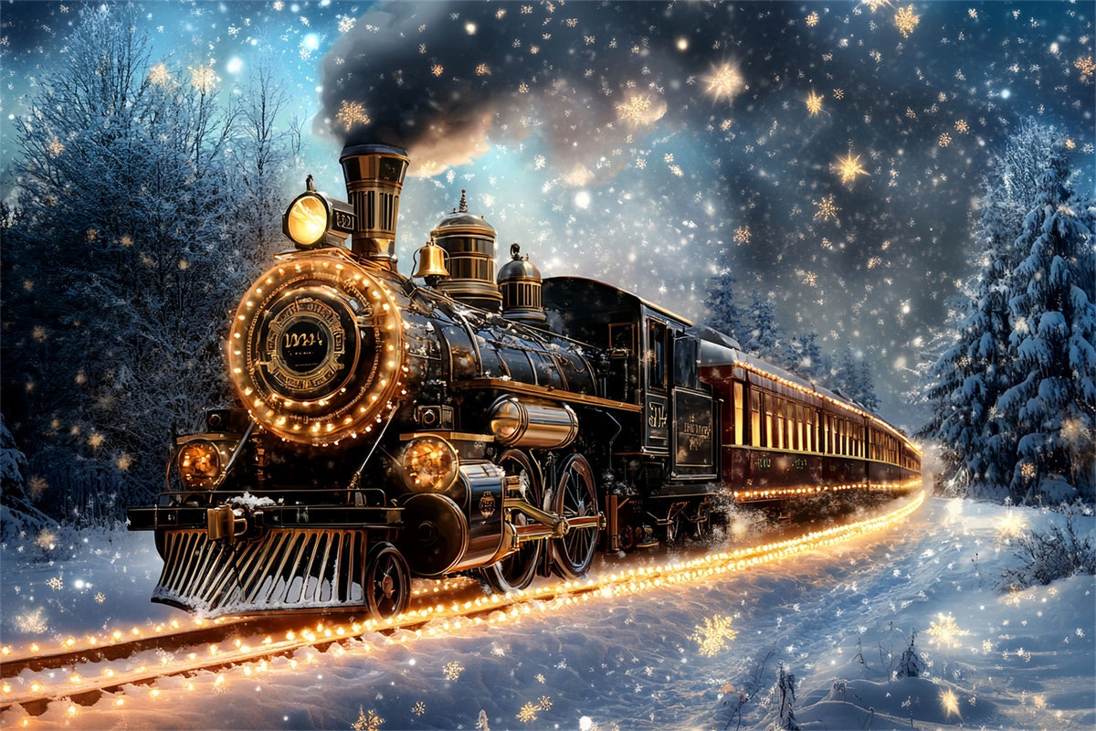 Winter Backdrops Enchanted Winter Railway Backdrop CSH57-217