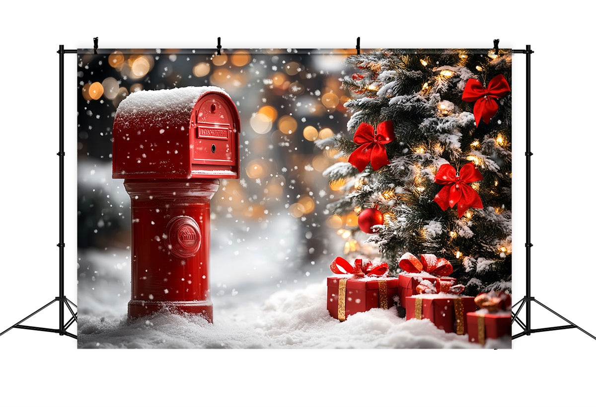 Winter Backdrop Red Mailbox Gift Christmas Backdrop CSH57-218