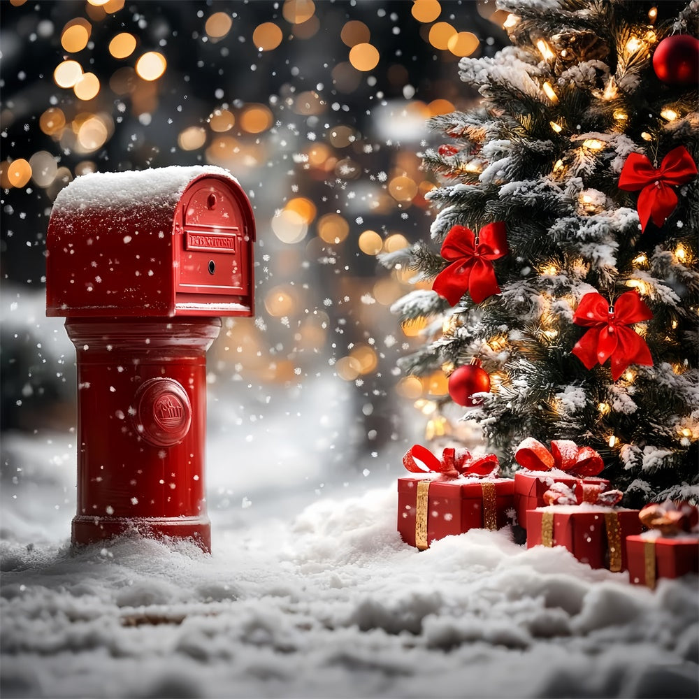 Winter Backdrop Red Mailbox Gift Christmas Backdrop CSH57-218