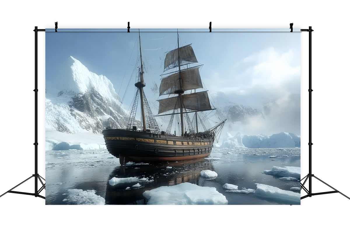 Winter Scene Backdrop Frozen Expedition Vessel Backdrop CSH57-219