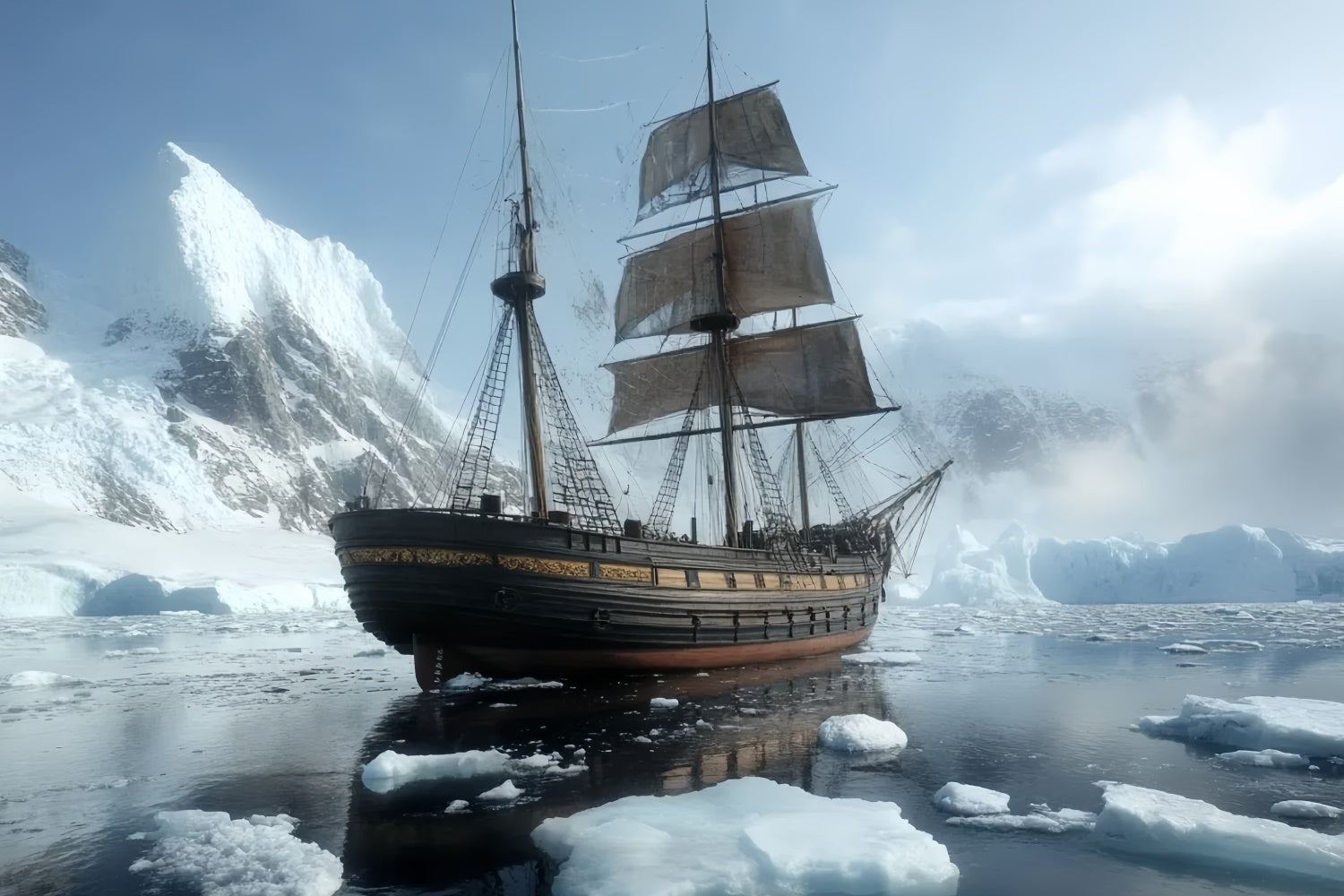 Winter Scene Backdrop Frozen Expedition Vessel Backdrop CSH57-219