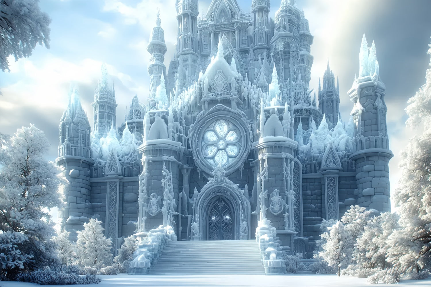 Winter Photo Backdrop Winter Majesty Castle Backdrop CSH57-221