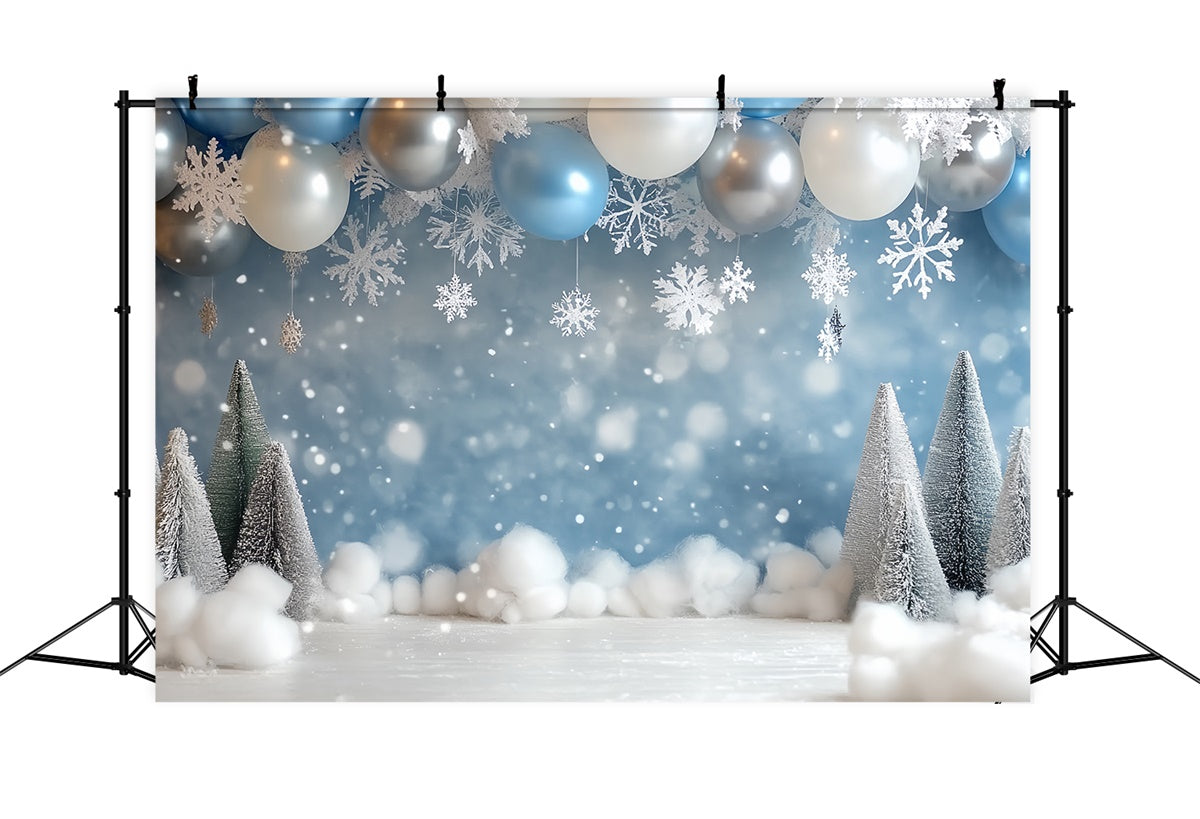 Winter Snow Backdrop Snow Cheer Balloon Arch Backdrop CSH57-227