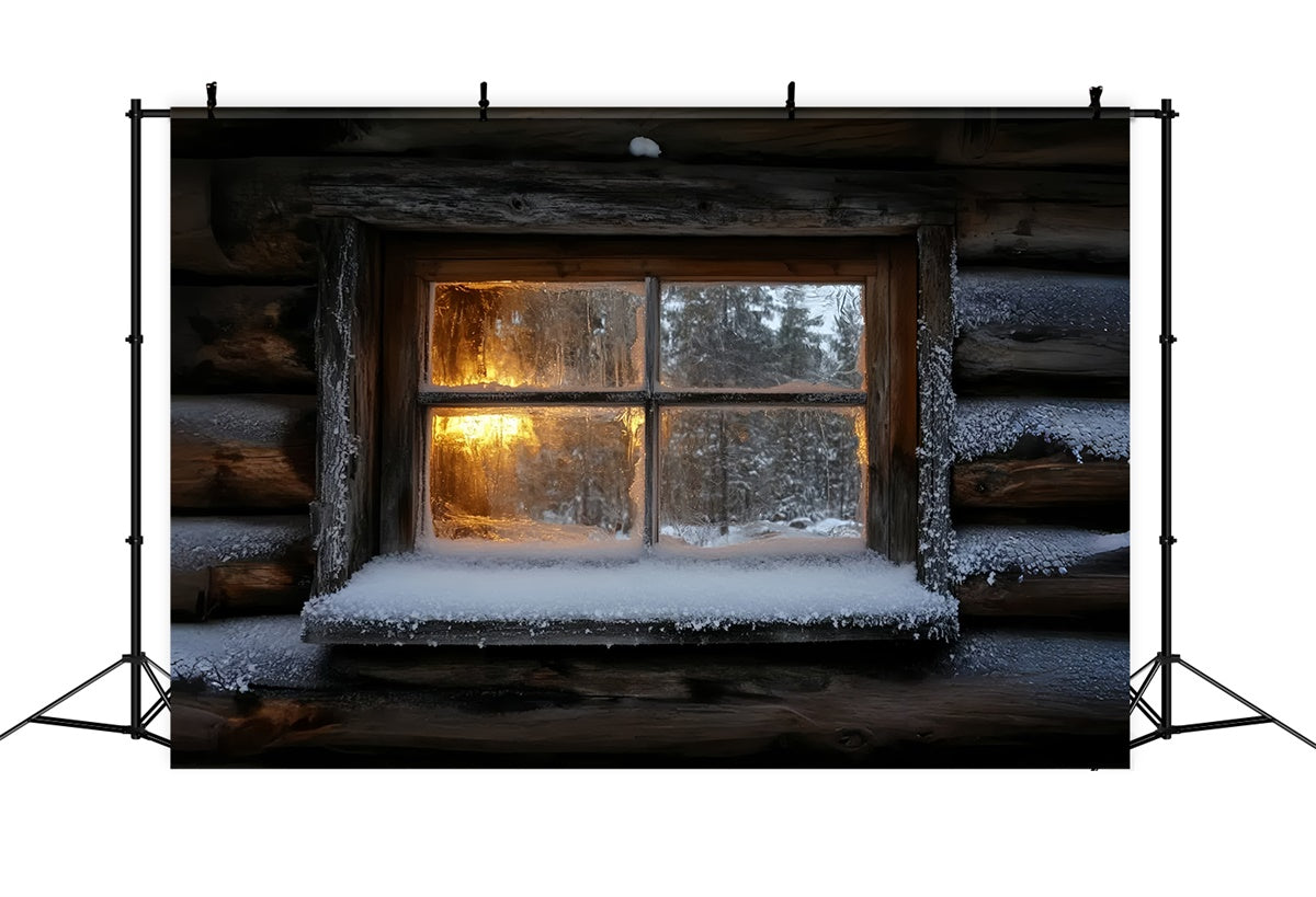 Winter Backdrop Photography Frosted Cabin Glow Backdrop CSH57-229