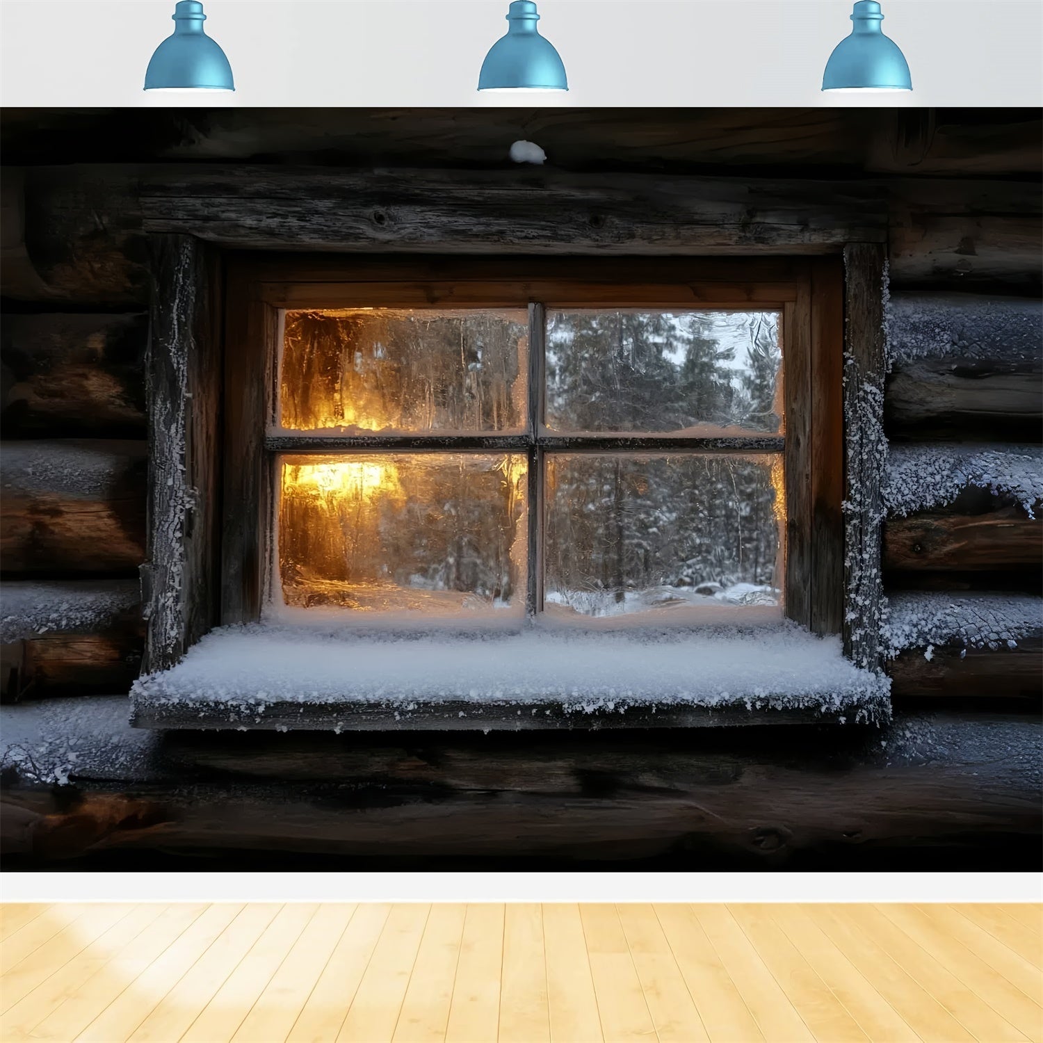 Winter Backdrop Photography Frosted Cabin Glow Backdrop CSH57-229