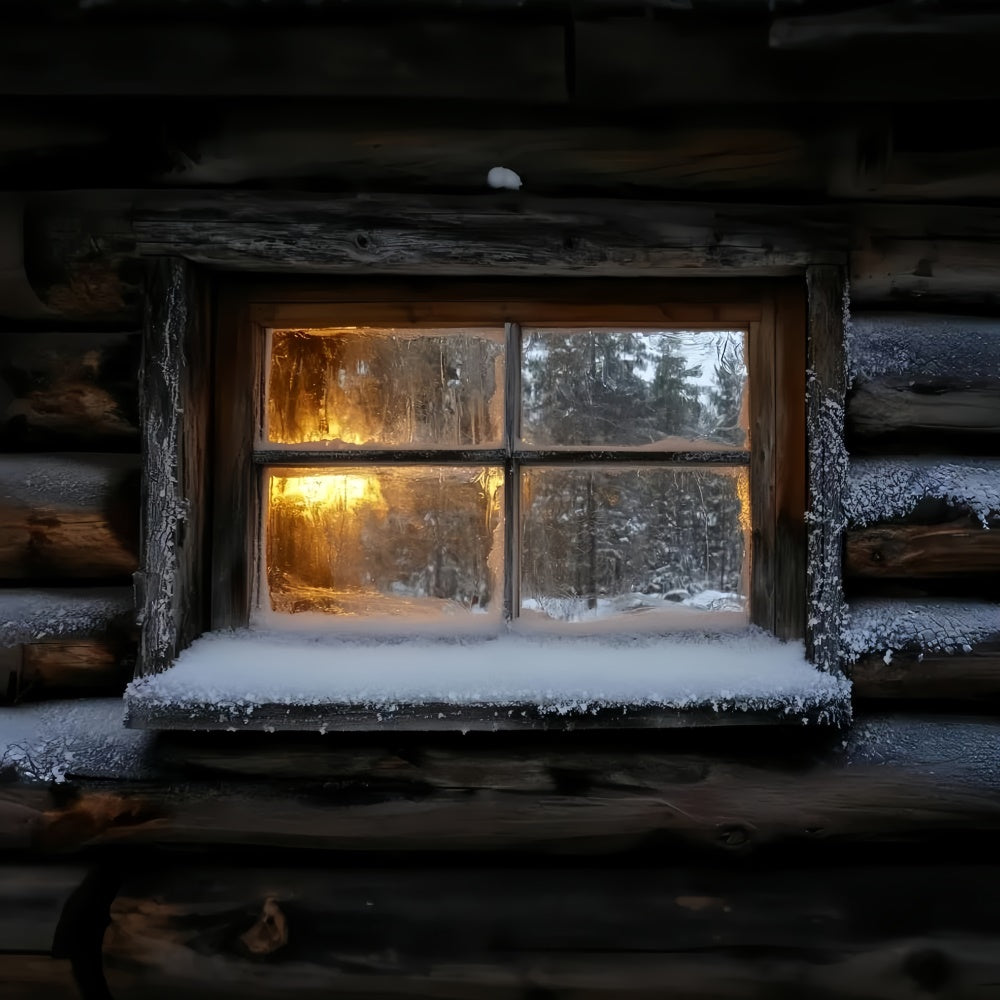 Winter Backdrop Photography Frosted Cabin Glow Backdrop CSH57-229