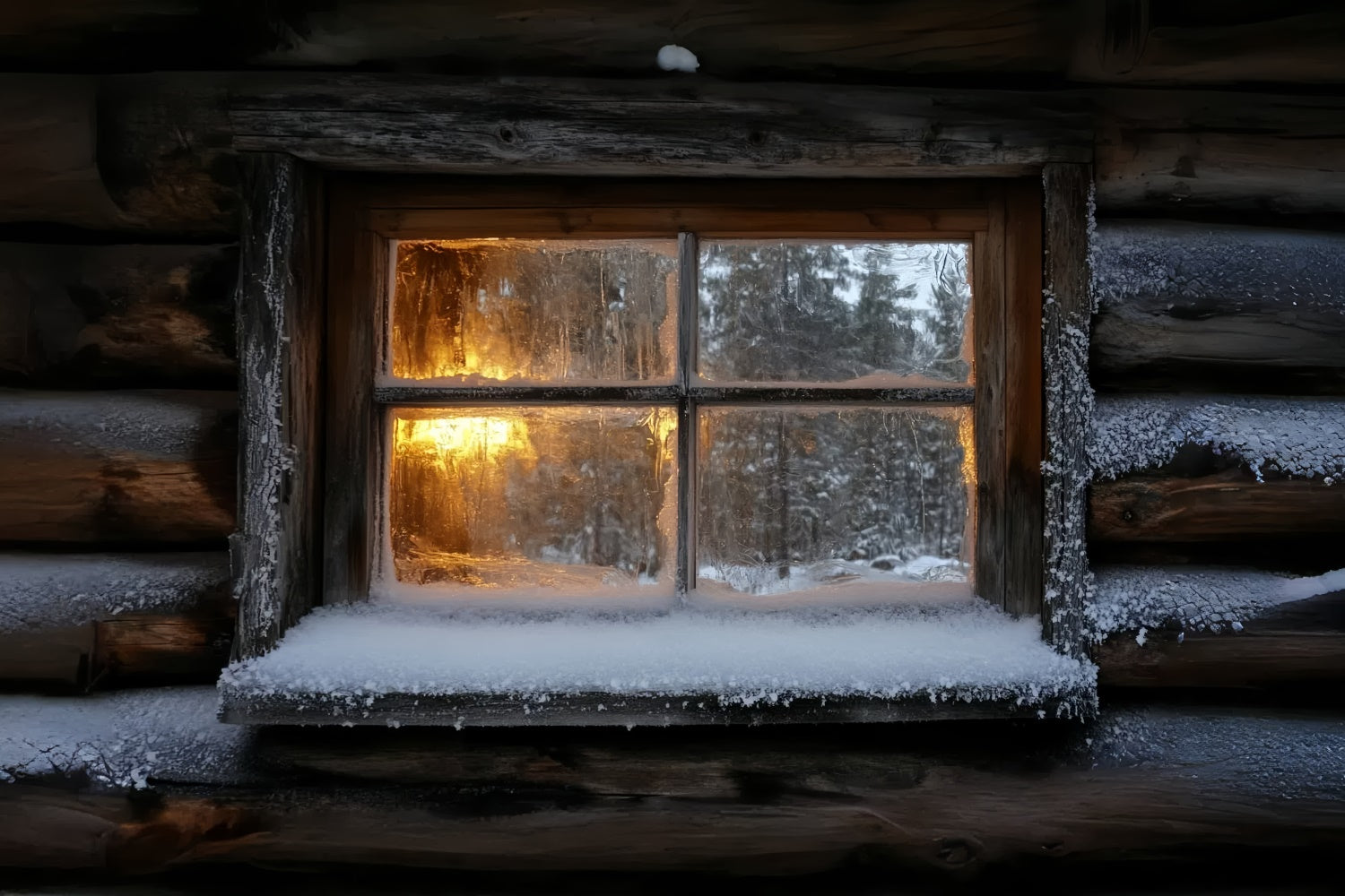 Winter Backdrop Photography Frosted Cabin Glow Backdrop CSH57-229