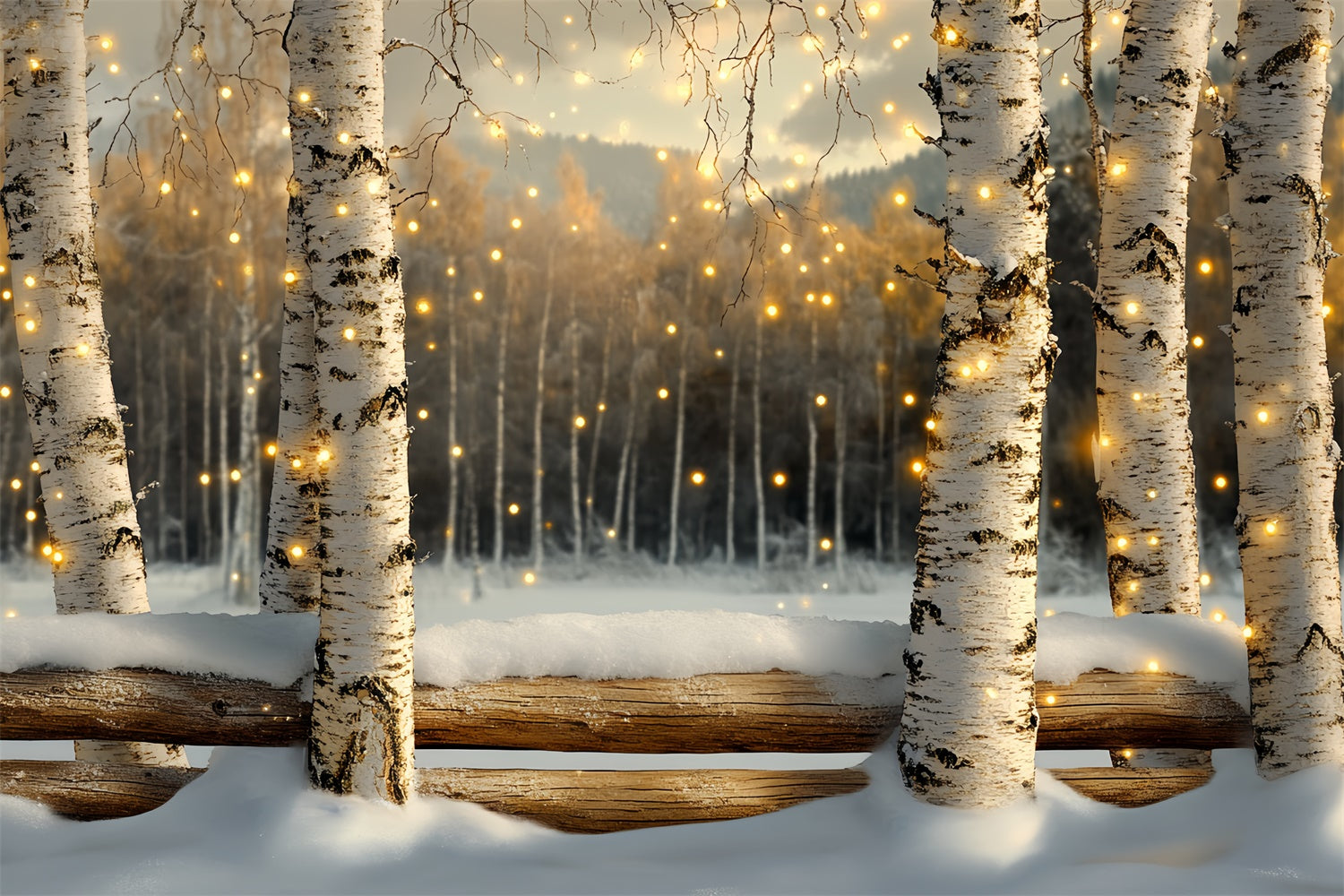 Winter Forest Backdrop Twinkling Birch Forest Backdrop CSH57-233