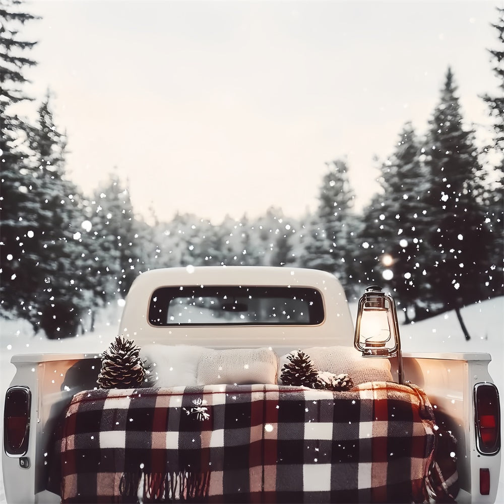 Winter Backdrop Photography Rustic Truck Snow Backdrop CSH57-235