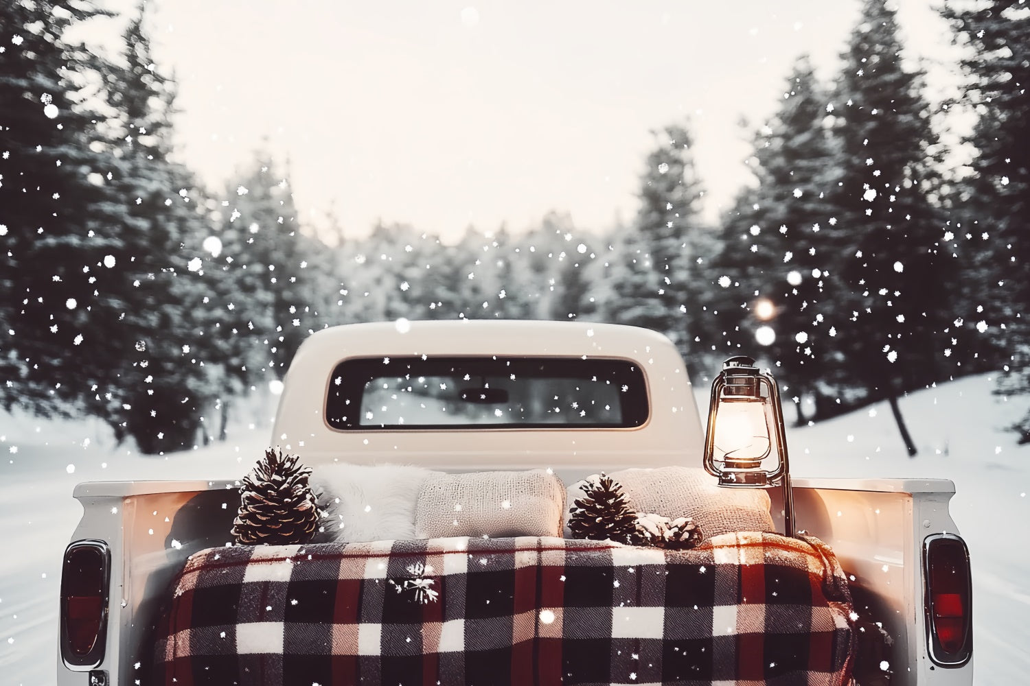 Winter Backdrop Photography Rustic Truck Snow Backdrop CSH57-235